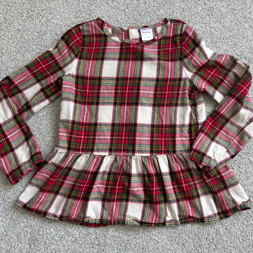 Hanna Andersson Plaid Flannel Peplum Top